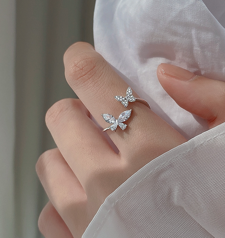 S925 Sterling Silver Butterfly Ring for Women