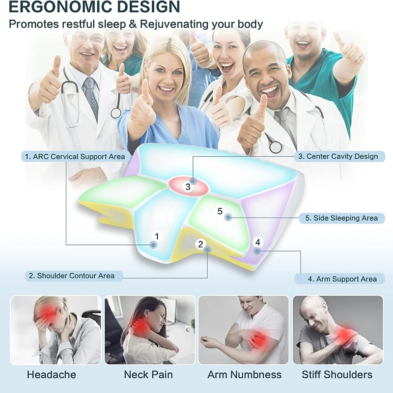 Memory Foam Cervical Neck Pillow — Orthopedic Support for Pain Relief
