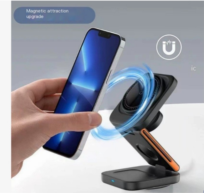 3-in-1 Magnetic Folding Wireless Charger — Phone, Watch & Earbuds