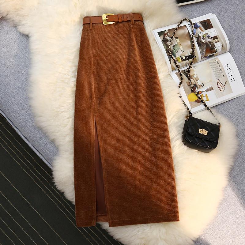 High-Waist A-Line Corduroy Skirt