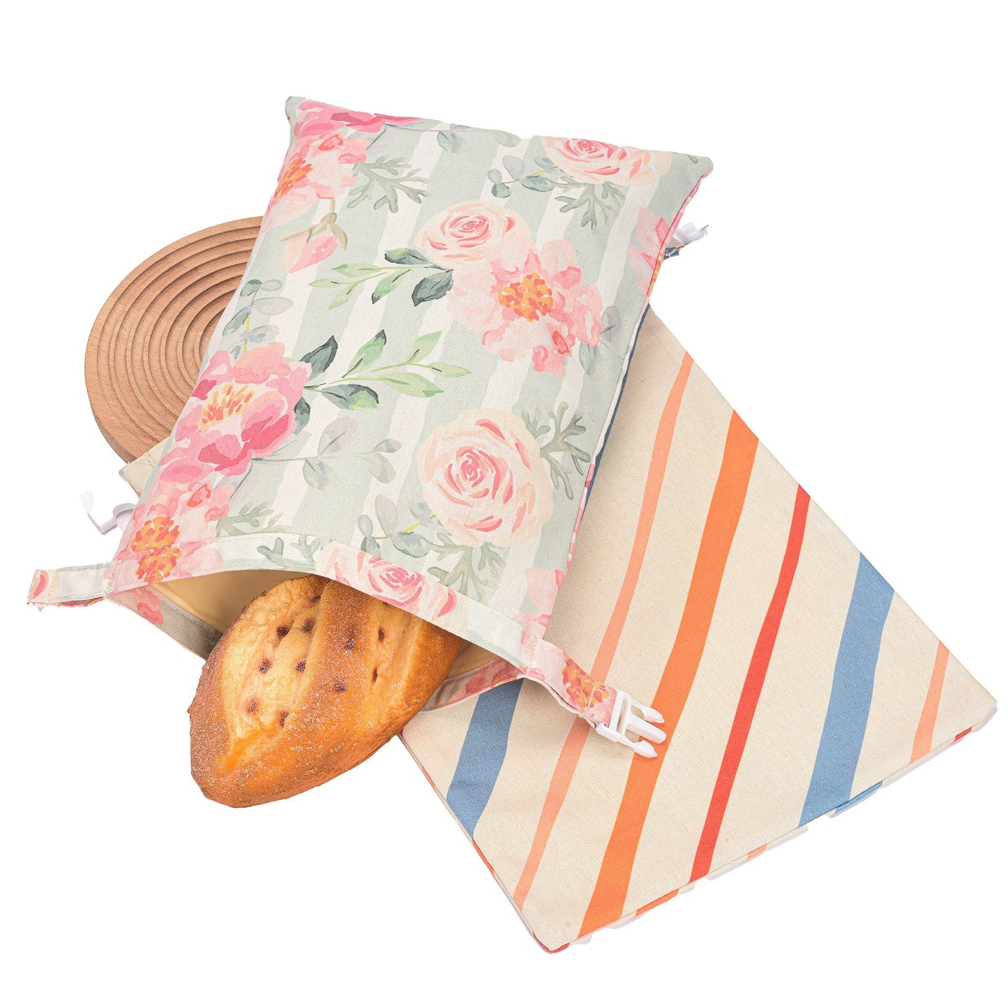Reusable Cotton Linen Bread Bag with Snap Closure