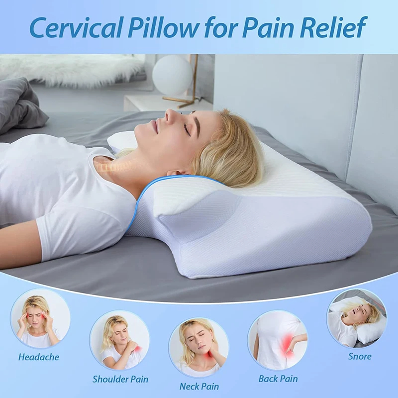 Memory Foam Cervical Neck Pillow — Orthopedic Support for Pain Relief