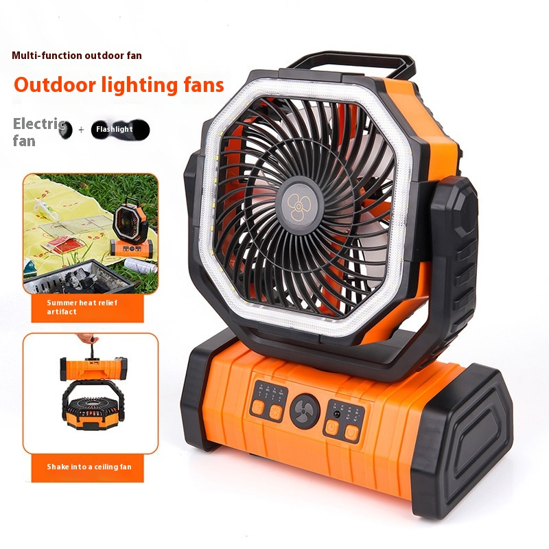 3-in-1 Camping Fan with LED Light & Power Bank