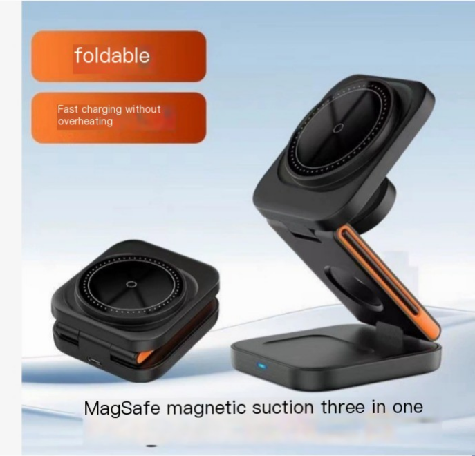 3-in-1 Magnetic Folding Wireless Charger — Phone, Watch & Earbuds