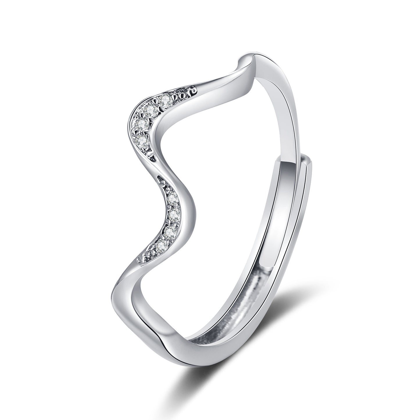 Water Wave Adjustable Silver Ring — Minimalist Fashion