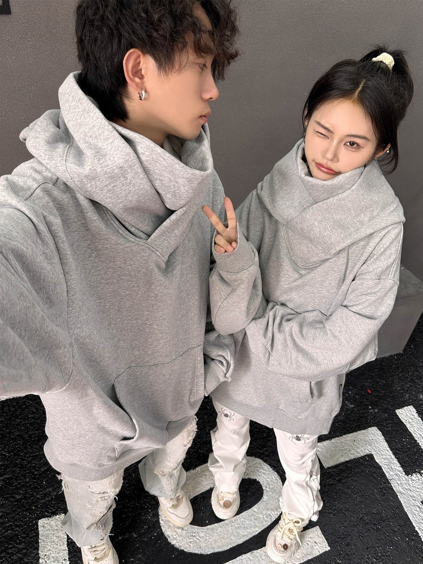 Fleece-Lined High Collar Hoodie — Oversized & Ultra Cozy