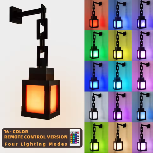 Pixel Style RGB Color-Changing Night Light Lantern