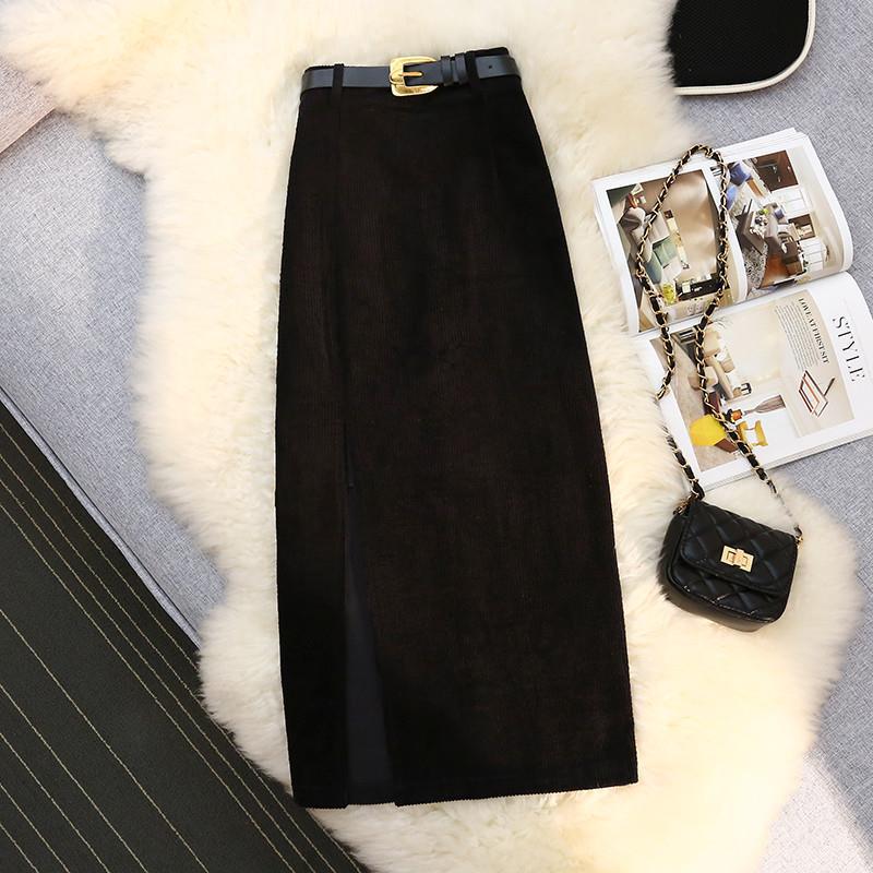 High-Waist A-Line Corduroy Skirt