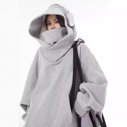 Fleece-Lined High Collar Hoodie — Oversized & Ultra Cozy