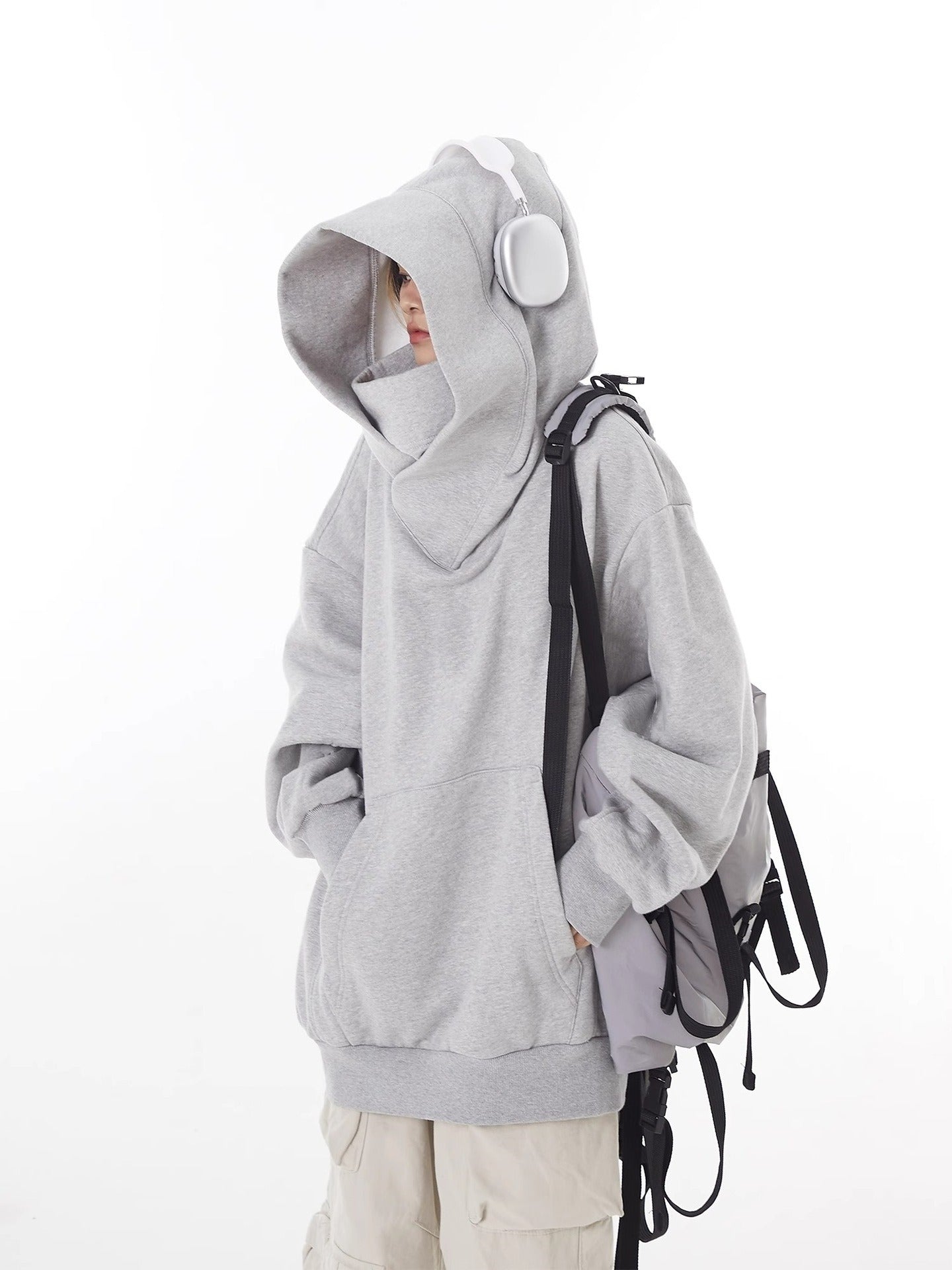 Fleece-Lined High Collar Hoodie — Oversized & Ultra Cozy