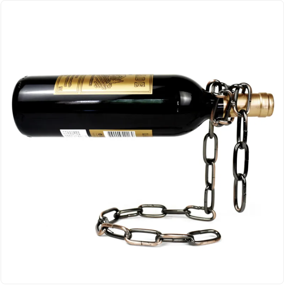 Suspension Chain Wine Rack — Decorative Iron Bottle Holder
