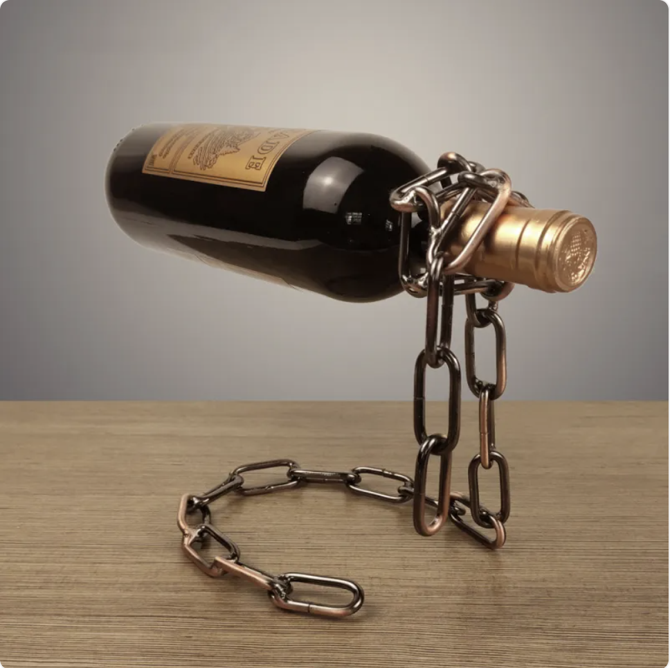 Suspension Chain Wine Rack — Decorative Iron Bottle Holder