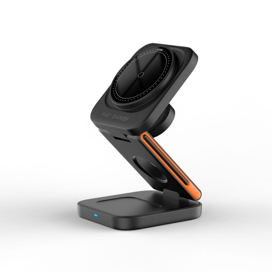 3-in-1 Magnetic Folding Wireless Charger — Phone, Watch & Earbuds