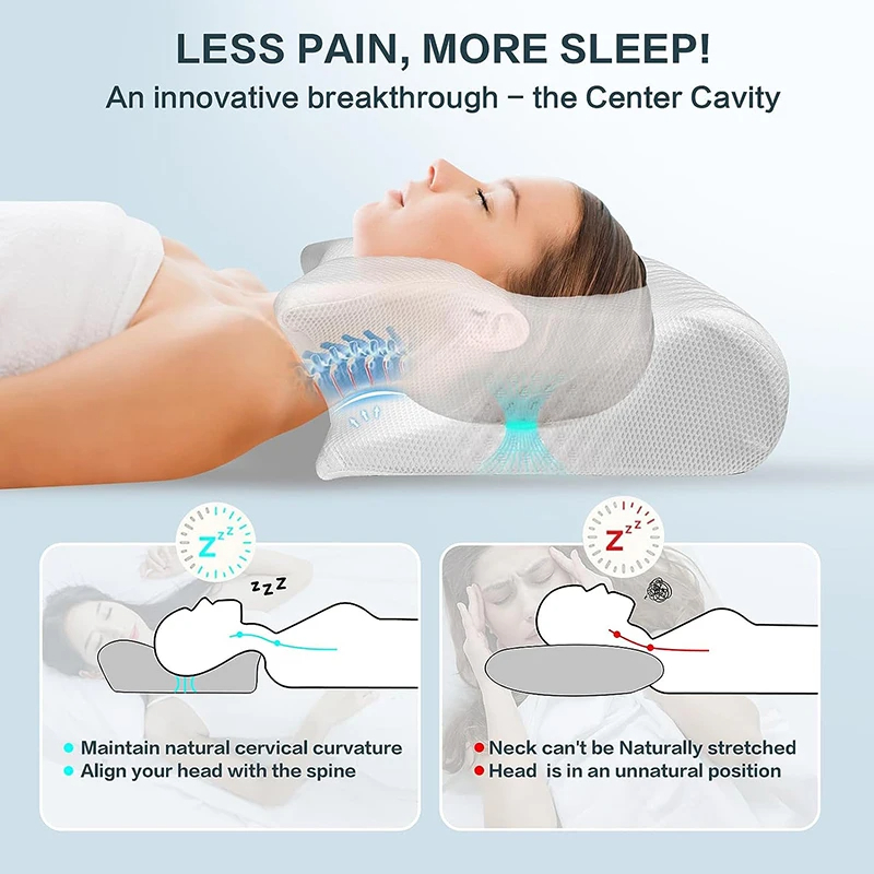 Memory Foam Cervical Neck Pillow — Orthopedic Support for Pain Relief