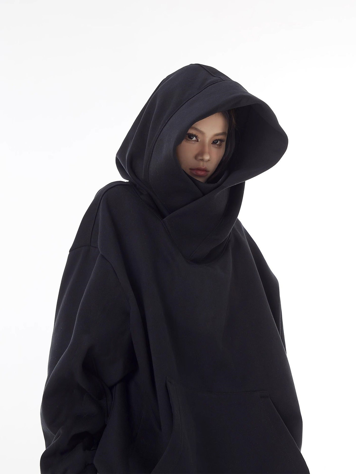 Fleece-Lined High Collar Hoodie — Oversized & Ultra Cozy