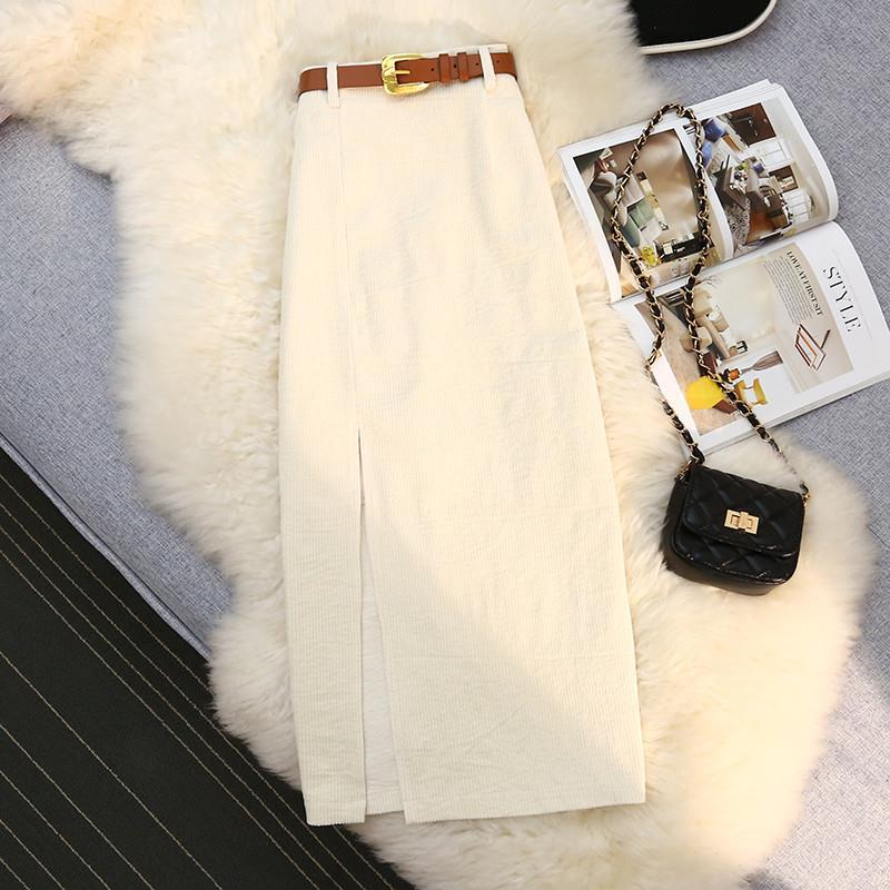 High-Waist A-Line Corduroy Skirt