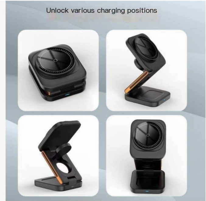 3-in-1 Magnetic Folding Wireless Charger — Phone, Watch & Earbuds